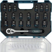 Makita E-30069 Набор трещотка + ударные торцовые головки 1/2" (8-27мм) 19 предметов